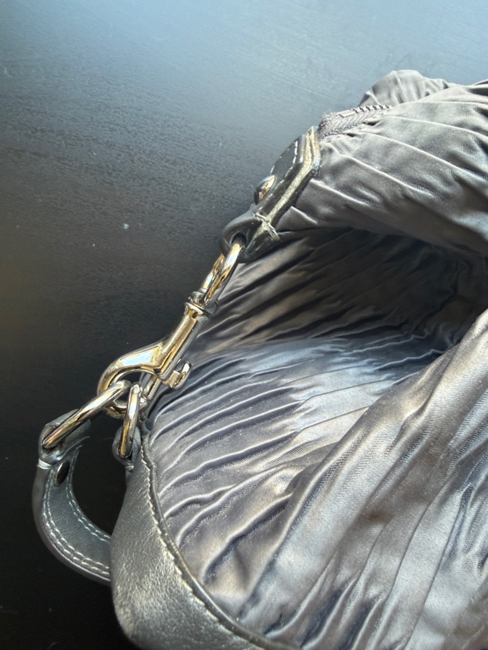 Coach Gray Pleated Leather Crossbody Satchel - Coach - Picture 12 of 17